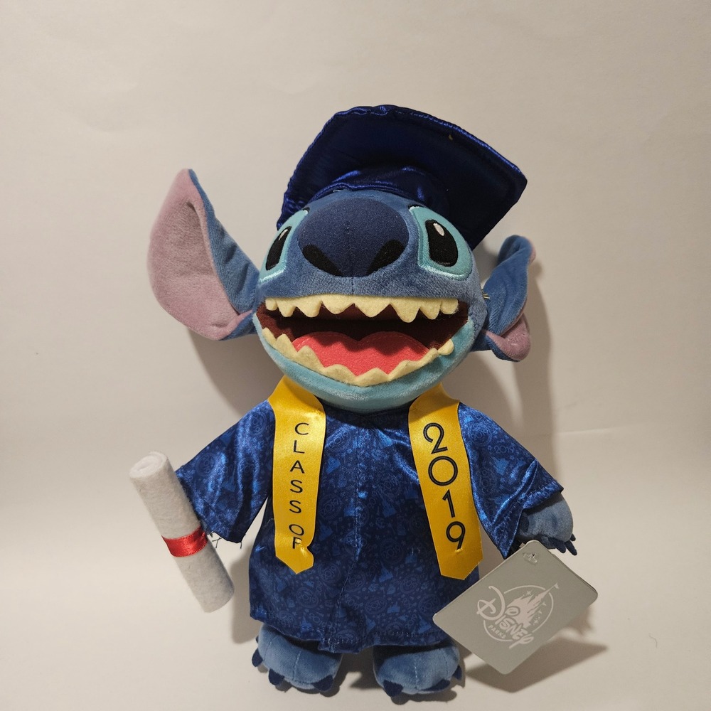 Disney Parks Lilo & Stitch Graduation Plush Class of 2019 Blue Gown 11 Inch NWT